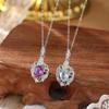 S925 Sterling Silver Necklace Women's Natural Crystal Stone Topaz Pendant Light Luxury Color Treasure High-end Clavicle Chain