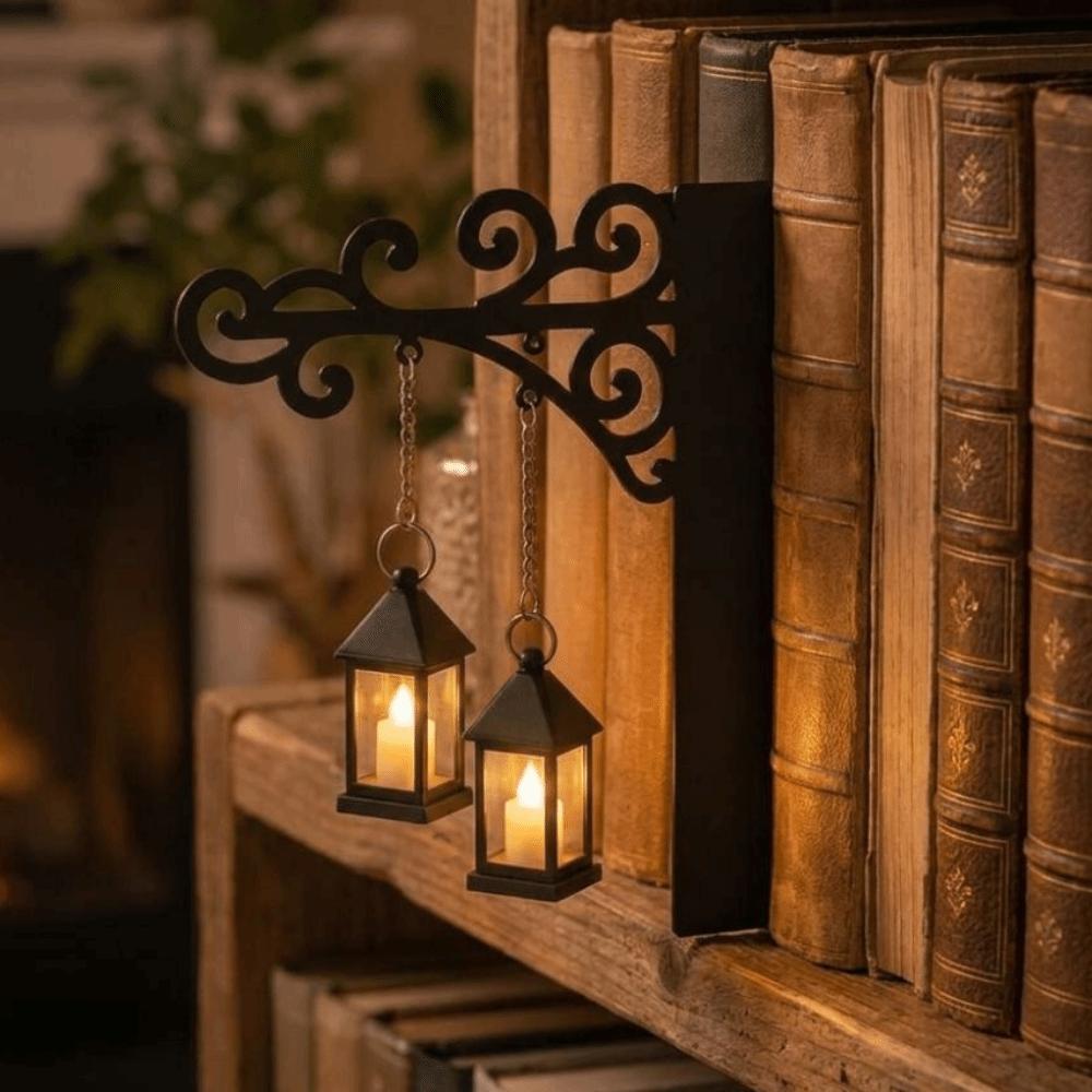 Decorative LED Book Nook Lamp Vintage Metal Library Night Light Pumpkin Ghost Lantern Home Office