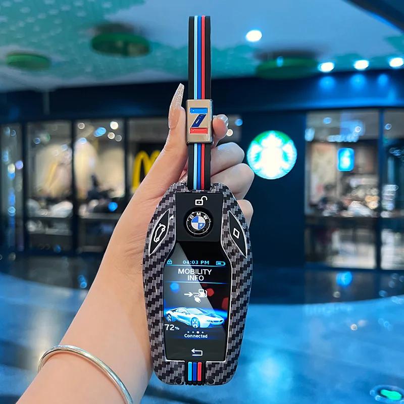 Car Key Case Cover Shell Fob For BMW Display LCD 5 6 7 Series 8 Series G01 G02 G05 G11 G12 G30 Keychain SK8