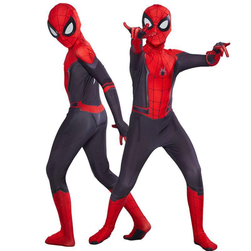 Hochwertiges Spiderman-Kostüm, Kostüm für Erwachsene und Kinder, Halloween-Kostüm, rot/schwarz, Spandex, Cosplay-Kleidung