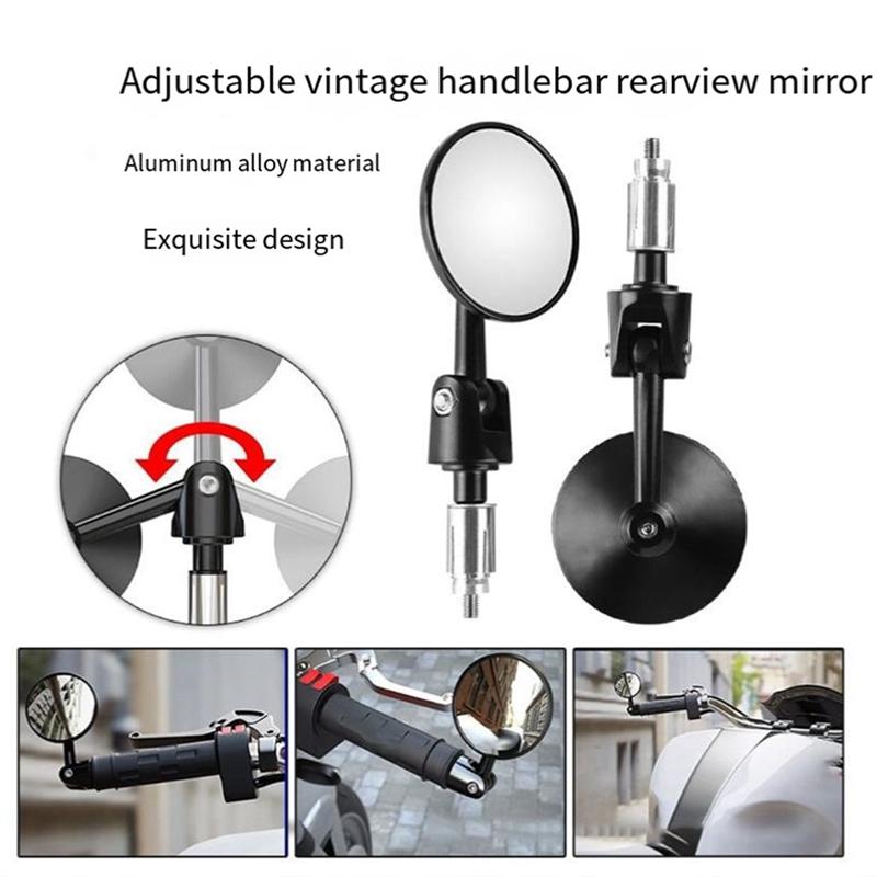 Handlebar Side Mirror Adjustable Round Mirror Universal Motorcycle Rearview Mirror