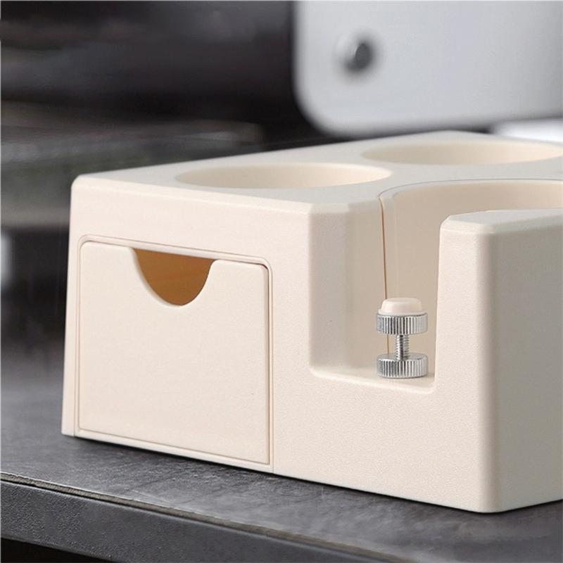 Compacts Storage Organizers For Coffee Bar Square 51-58mm Espresso Tamper Station Stand with Slide Out Drawer Design