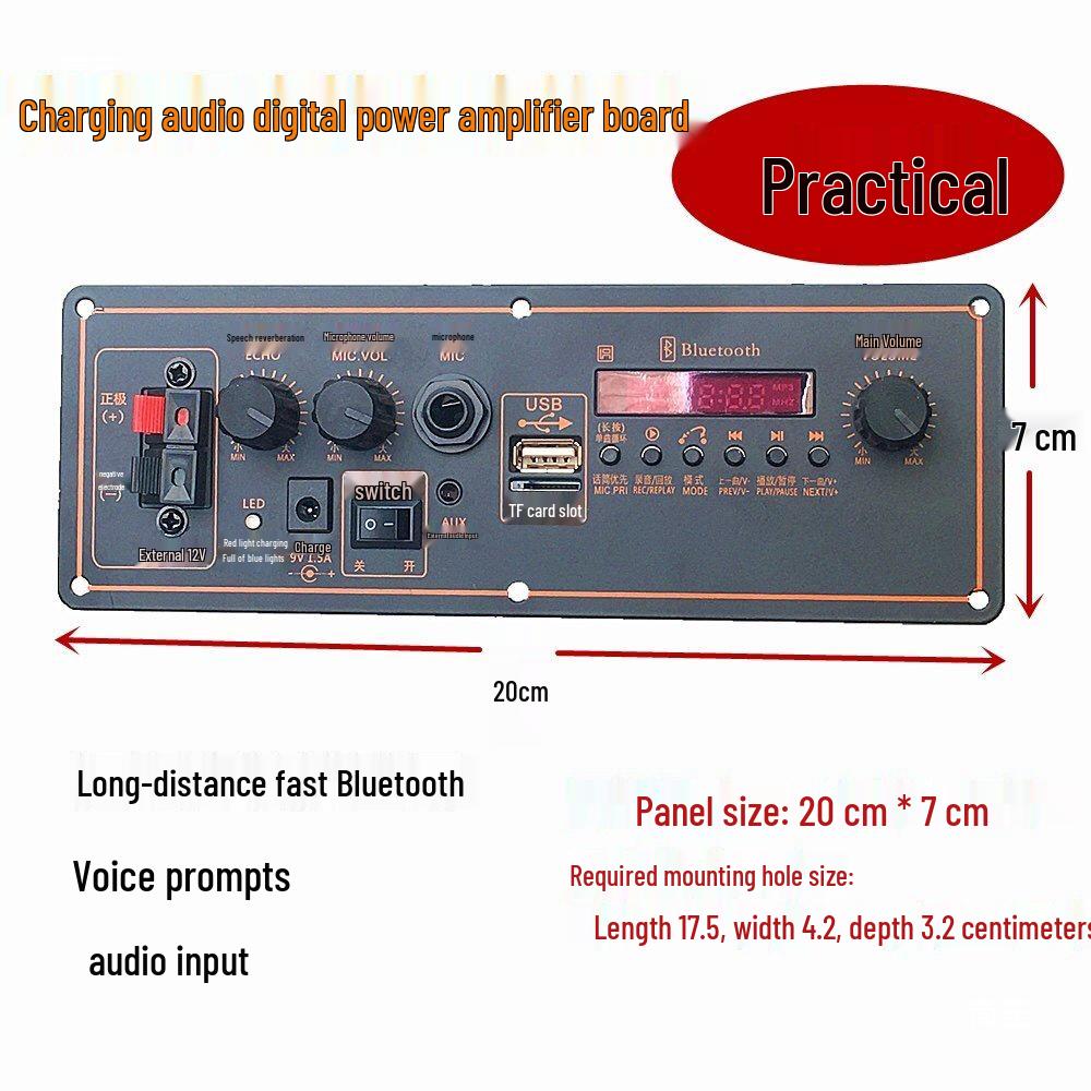 Bluetooth Speaker Amplifier Board with Pull-Rod for Outdoor and Home Subwoofer, 9V Power Supply Accessories.