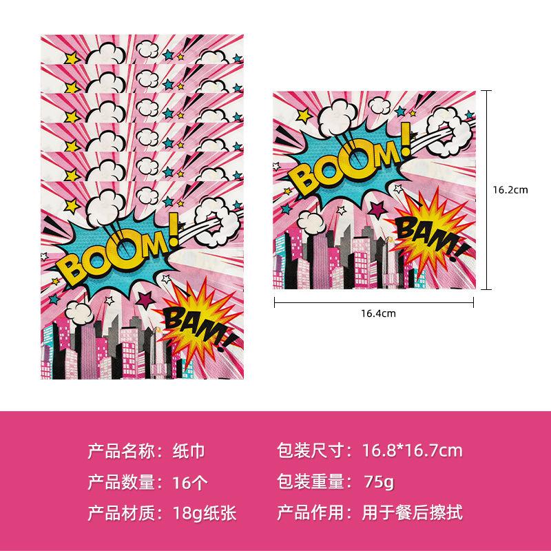Spot Female Theme Tableware Set Disposable Paper Plate Tissue Fork Birthday Party Decoration Supplies