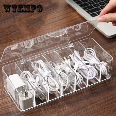 Desktop Data Cable Storage Box Mobile Phone Charger Charging Cable Storage Box Sorting Grid Power Cable Storage Box