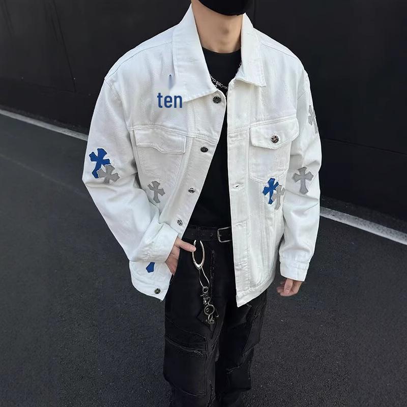 Men's Cool Hip Hop Retro Denim Jacket - Spring/Autumn Trendy Loose Fit