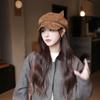 25 Early autumn new cat ear woolen solid color octagonal hat cute versatile high quality newsboy hat children's tide