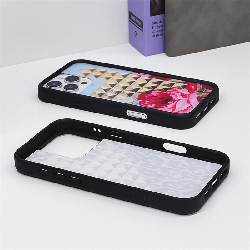 Wildflower fashion 3D Willow Nail Rose Cases for iPhone 12 13 14 15 16 Pro Max Plus 17 pro Cowboy splicing cloth wf Phone Case