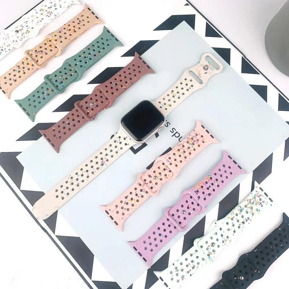 Original Silicone Strap For Apple Watch Band 44mm 45mm 40mm 41mm 38 42mm Correa Breathable Iwatch Series 9 8 SE 7 6 Ultra 2 49mm