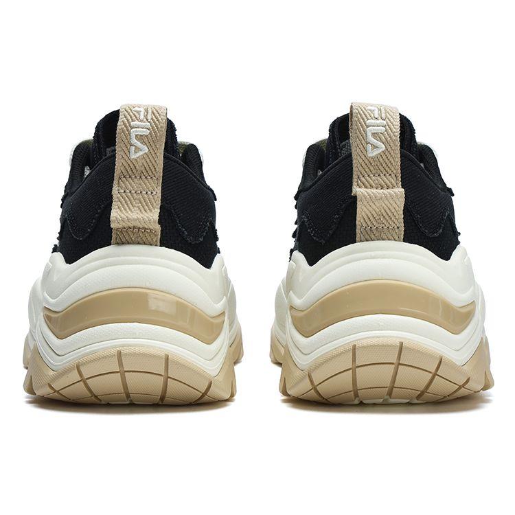 Fila Sofia Canvas Fishbone Shoes Thick Sole Wear-Resistant Height Increasing Low-Top Canvas Shoes Women Sneaker Black White F12W321304FBV