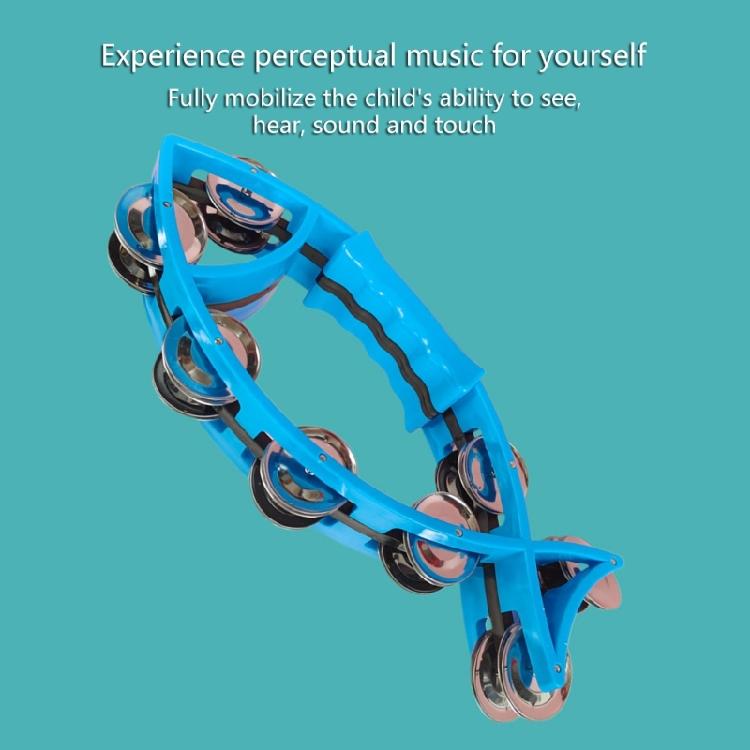 Tamburyn Muzyczny Tamburyny Dwurzędowe Tamburyn w Kształcie Ryby Dzwonek Ręczny Łatwy do Chwytania