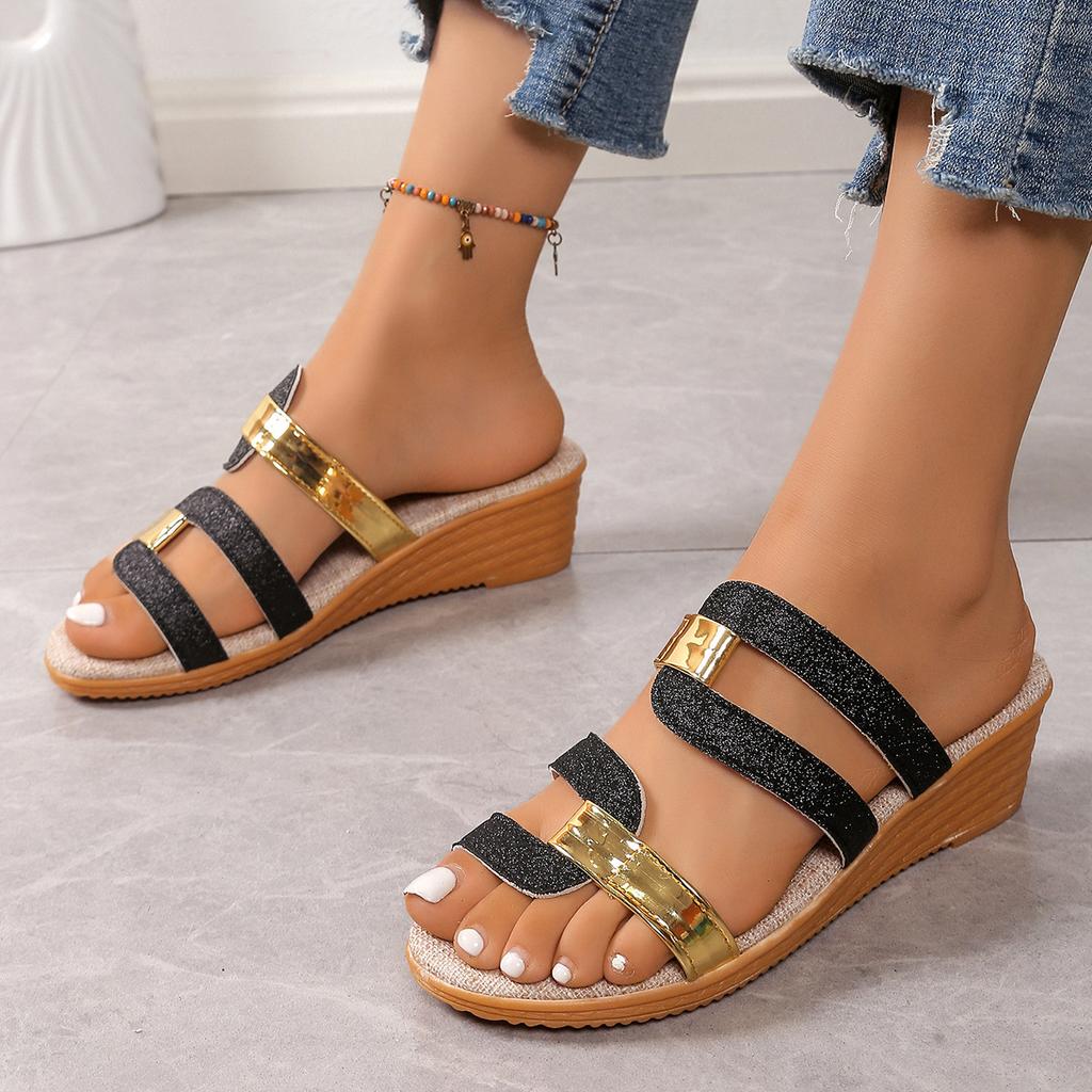 Large Size Wedge Sandals for Women's Summer New Style, Fish Mouth Color Matching, Comfortable for Wearing Outside