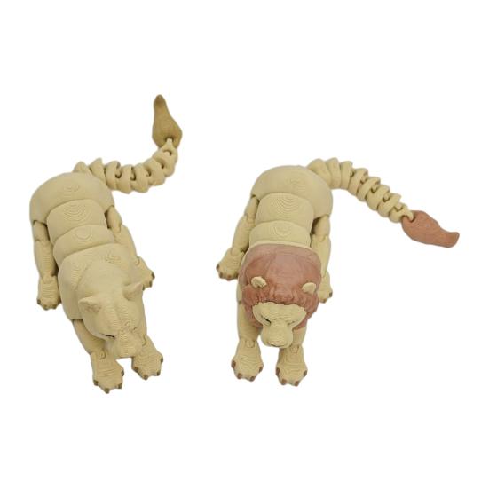 Yousheng 1/2Pcs 3D Printed Lion Figurine Movable Joints Male Female Lion Figure Articulated Animal Model Fidget Toy Home Office Bookshelf Decoration