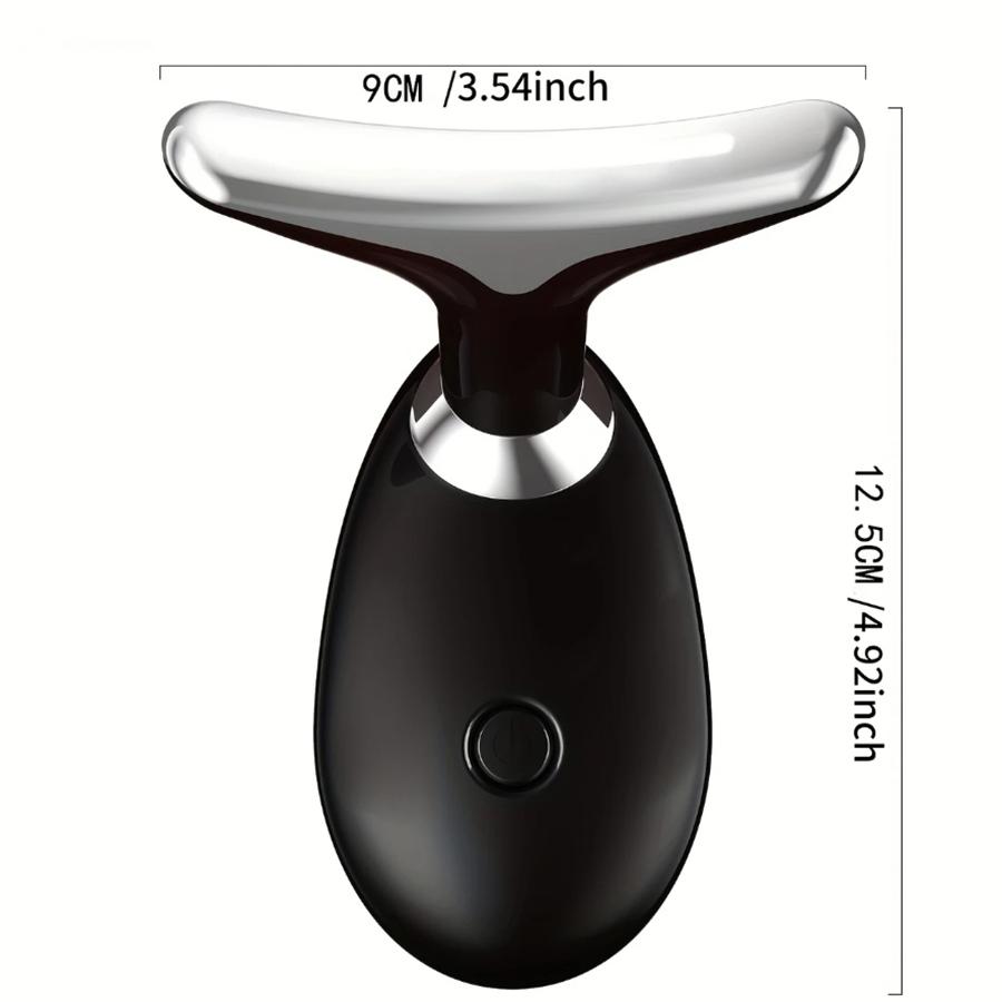 

USB-перезаряжаемый массажер для кожи шеи и лица с 7 режимами светодиодной подсветки, вибрирующий прибор для красоты лица, устройство для ухода за кожей чёрный