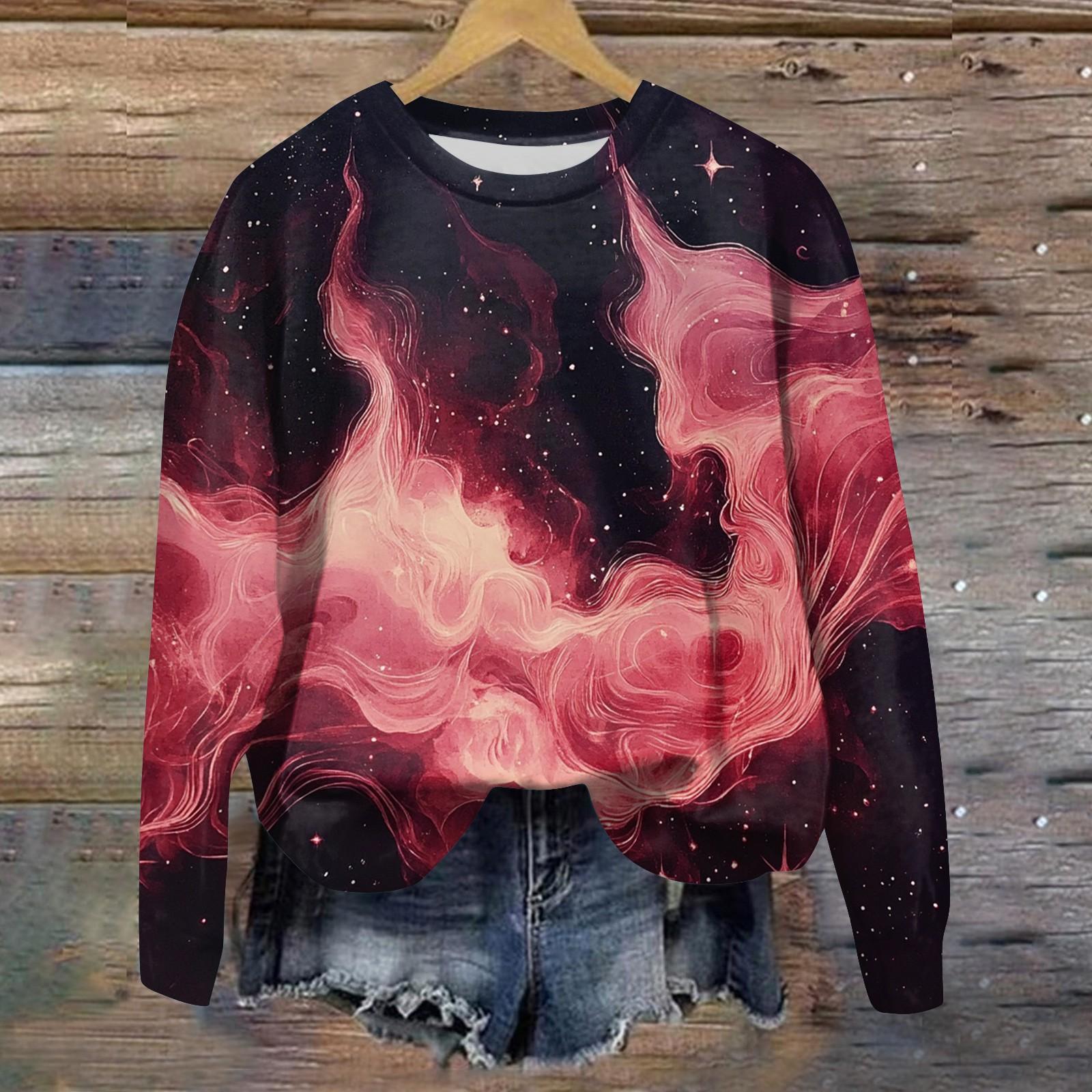 

Женская свободная повседневная толстовка с круглым вырезом и длинными рукавами, модный топ с длинными рукавами L винный