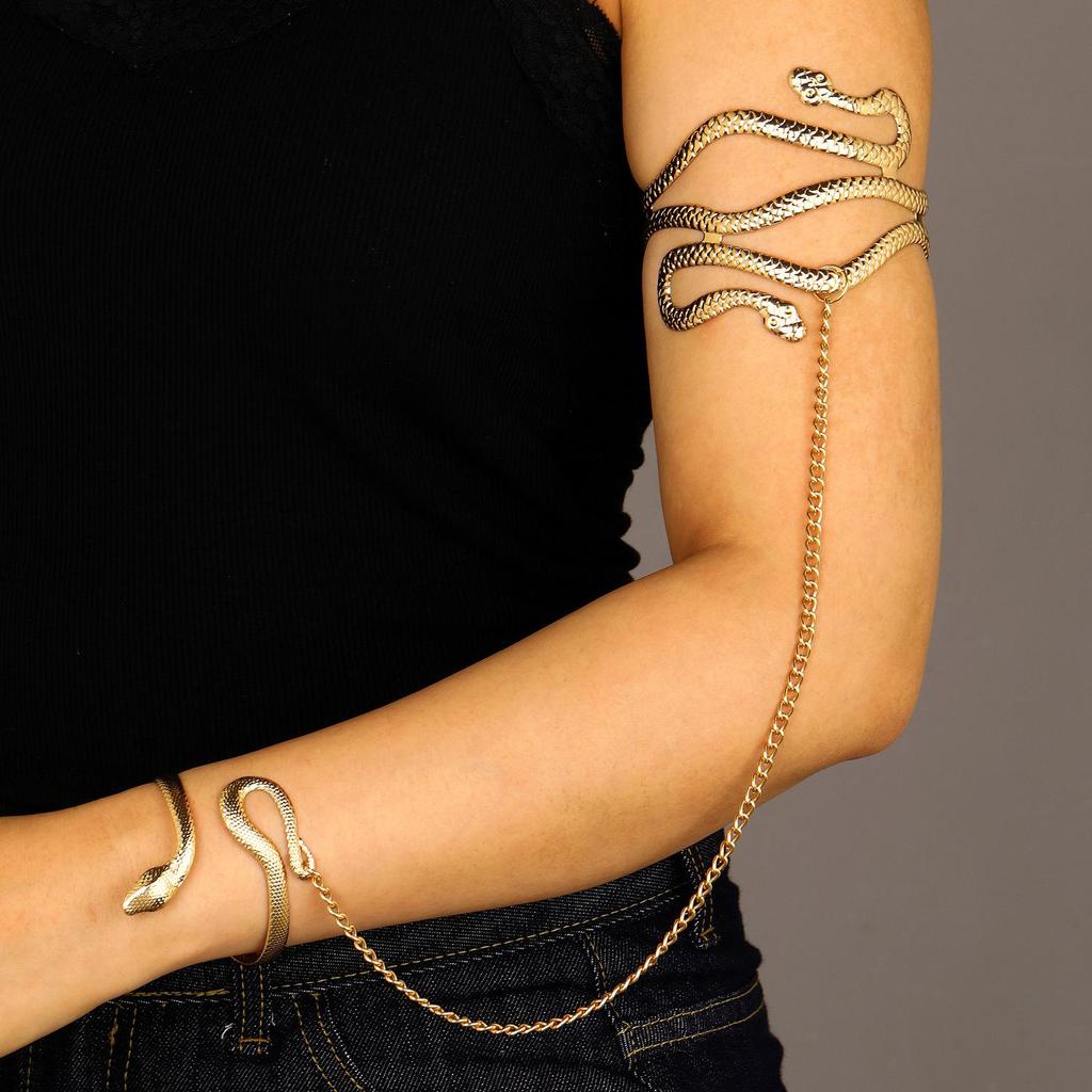 Adjustable European & American Style Snake Design Bracelet & Ring Set for Men & Women