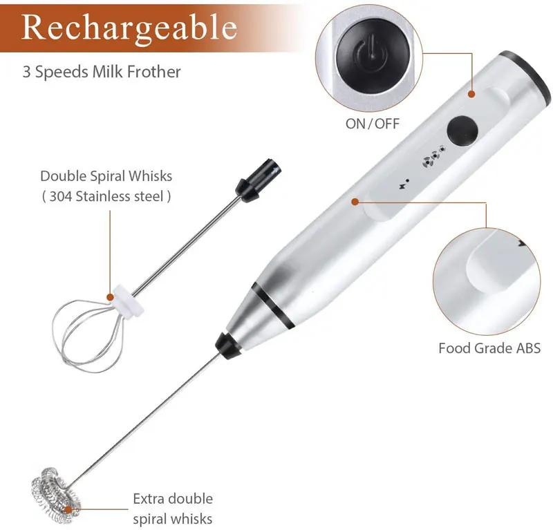 Mini Electric Handheld Milk Frother Electric Blender with USB Electrical Maker Whisk Mixer for Milk Frother Cappuccino