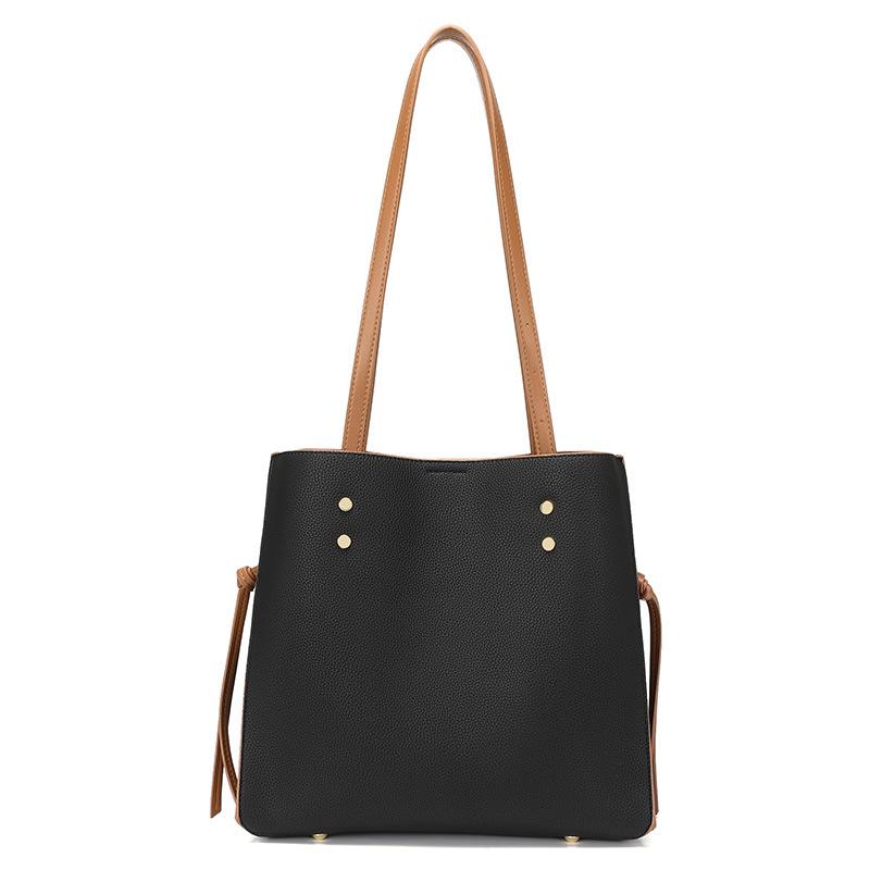 Customized Version of Large-capacity Tote Bag, New Trendy Fashion and Simple Shoulder Bag PU Soft Leather Women's Commuter Bag, Large Bag