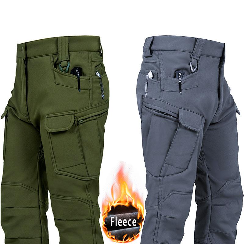 Men's Outdoor Sports Trekking Fleece Pants Sweatpants Multi-pocket Pants City Warm Cargo Pants