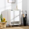 Scandinavian Shoe Cabinet 2 Door 4 Shelf Tapered Legs Solid Wood Particle Board White