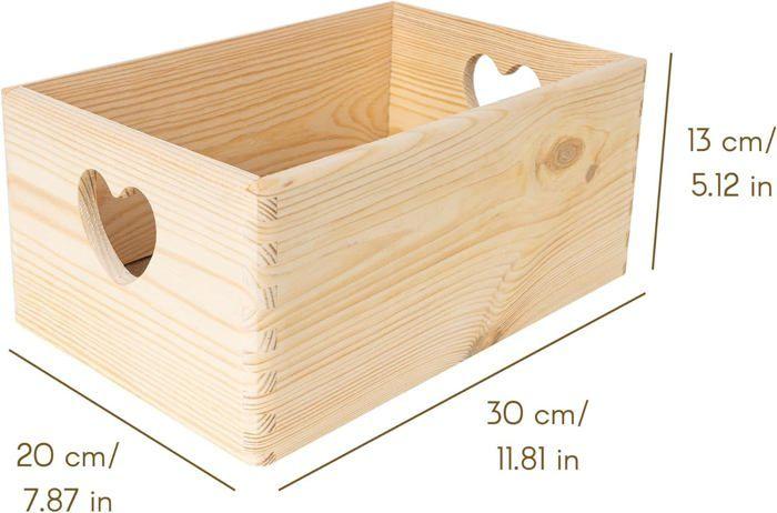 Creative Deco Boite Rangement en Bois - 30 x 20 x 14 cm (+/- 1 cm) - Non Peint - avec Couvercle - Boite en Bois - Boîte Caisse Malle