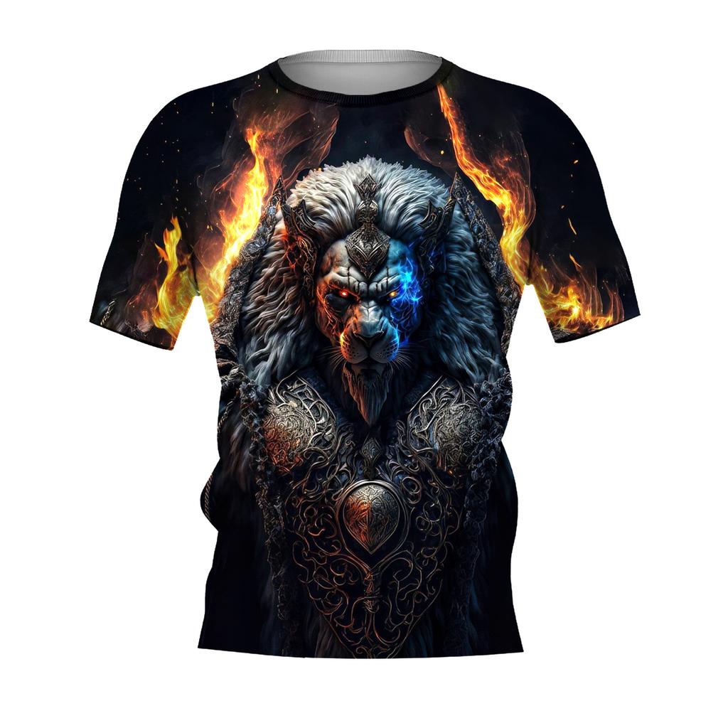 Oversized Men's T-Shirt 3d Tiger Print Tees Tops Summer Casual Mens Animal Pattern T Shirt O-Neck Fashion Clothes Prints T-Shirt