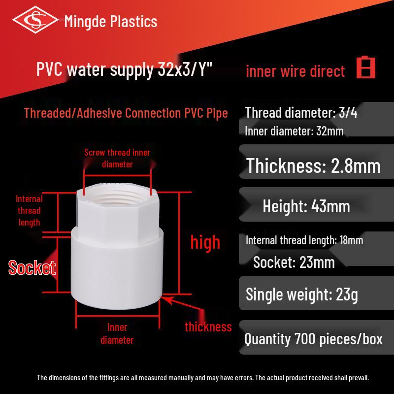 PVC Female Threaded Coupling for Water Pipes - All-Plastic Joint Fittings Accessories