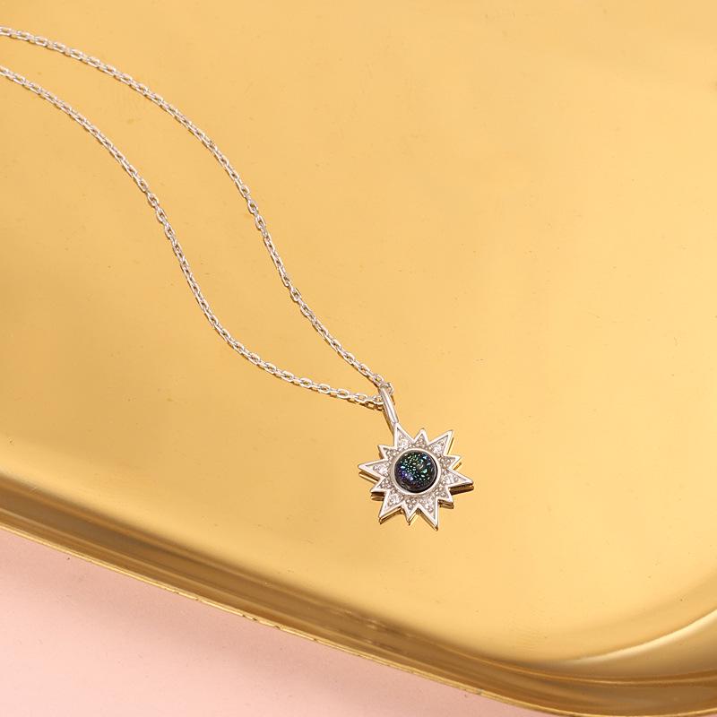 S925 Sterling Silver Blue Planet Sunflower Necklace - Women's Light Luxury Clavicle Chain