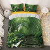 Bambus Dynetrekksett Grønn Natur Plante King Size Polyester Dynetrekk med Putetrekk for Barn Gutter Jenter Sengetøysett