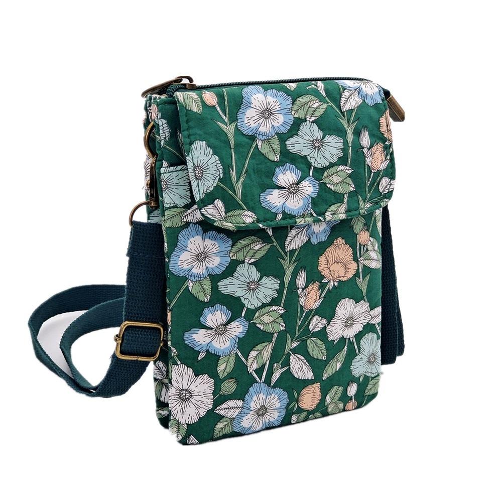 New Adjustable Strap Crossbody Bag Print Five-layer Phone Purse Fresh Pastoral Handbags Women