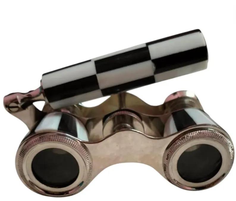 Antique Brass Opera Glasses with Leather Case: Vintage Theater Binoculars