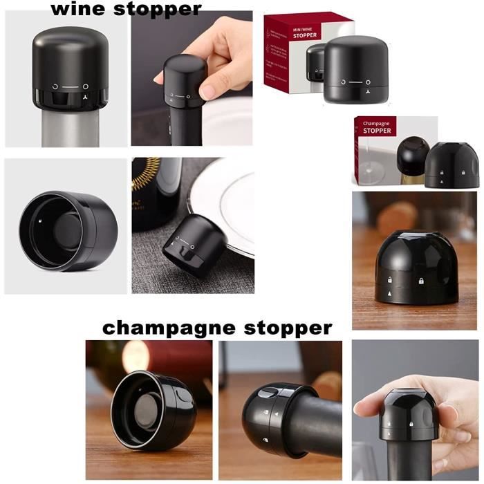 Bouchon de Champagne - 2 Pièces - Silicone Réutilisable - Scellé Sous Vide - 1819 mm
