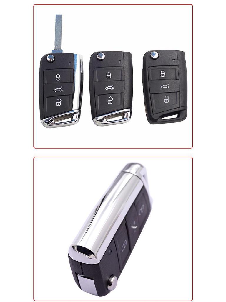 Compatible Shell for Volkswagen T-Roc, Tiguan, Lavida Plus, Skoda Folding Remote Key HU162T (3-Button)