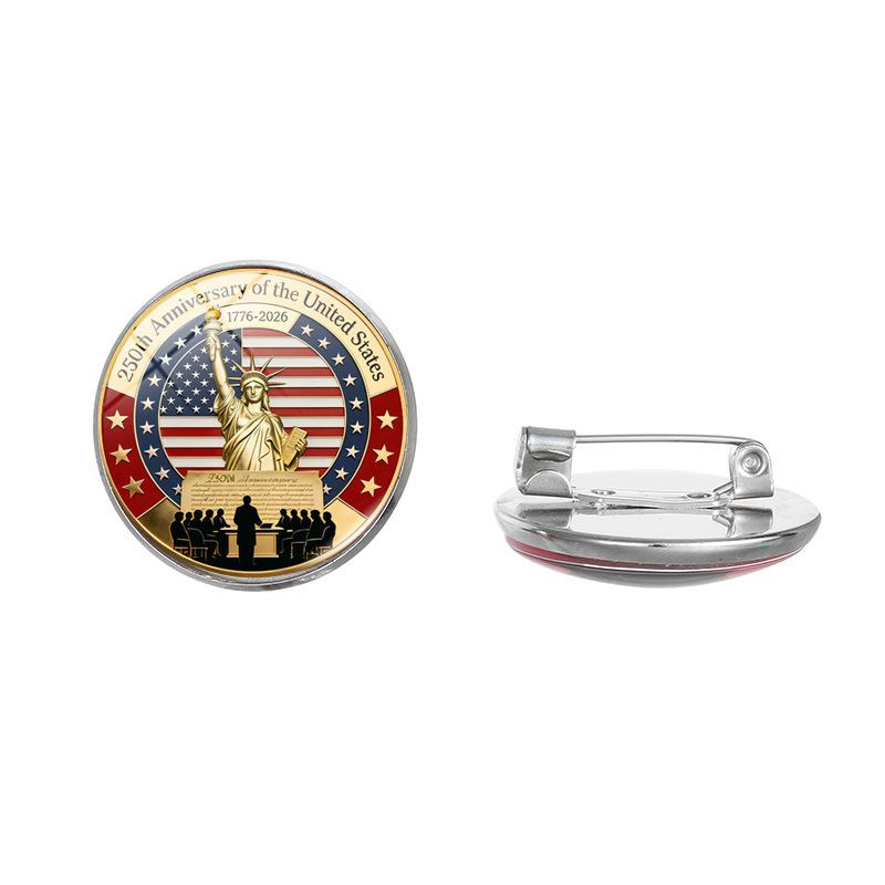 2026 American Independence 250th Brooch, Alloy Celebration Badge July 4th Decorative Pin
