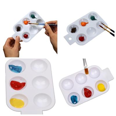 6-Hole Rectangular Plastic Watercolor Palette for Kids - White