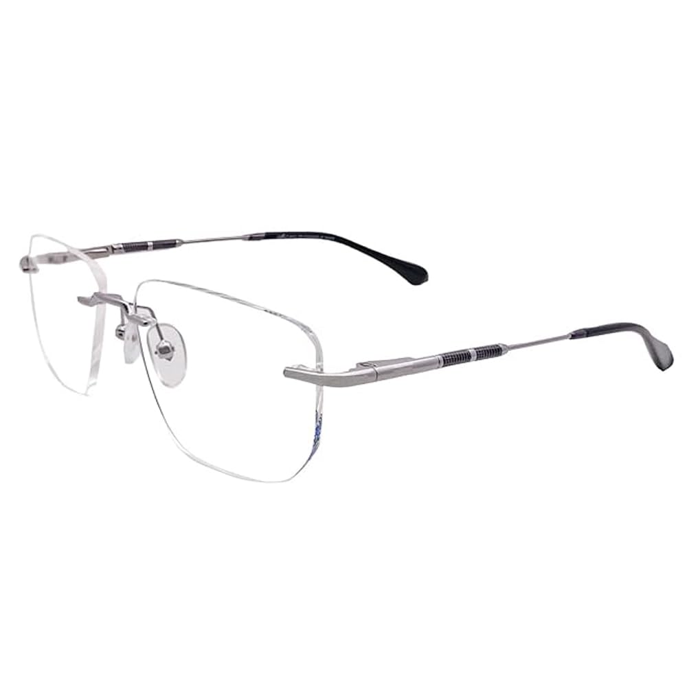 

RSINC Rimless Metal frame eyeglass Spectacle Optical For Men And Women Modern Silver Black 12920J 02 53-17-138 | IB -11 Blue OC Silver Black C2
