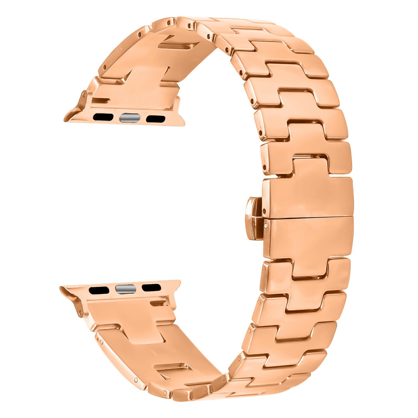

Replacement Strap for Apple Watch Series 10 9 8 7 SE 6 5 4 3 2 1 42mm 41mm 40mm 38mm H Type Metal Watch Band Rose Gold