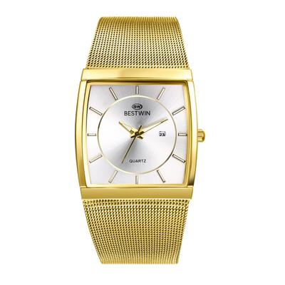 Square Watch with Stainless Steel Mesh Luminous Analog 3ATM Water Quartz and Fashionable Accessory Perfect for or As a Boyfriend Gift Men's Strap,
