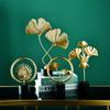 Wooden Base Nordic Style Iron Arts Crafts Ginkgo Leaf Ornaments Desktop Ornaments Leaves Sculpture