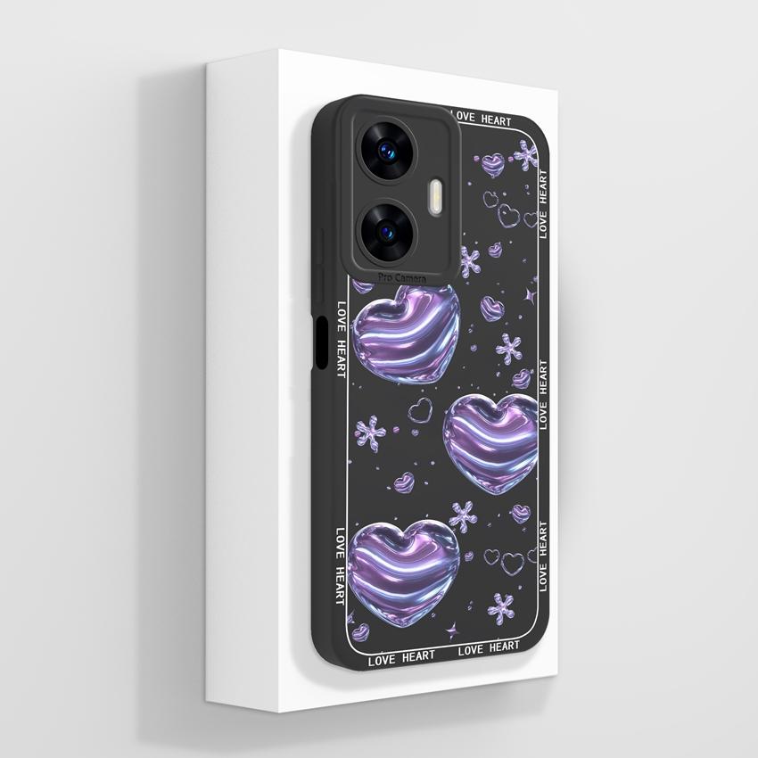 Beautiful Love Heart Phone Covers For Realme C55 C35 C25 C20 C15 C11 C21Y C25Y Soft Liquid Silicone Bumper Anti Drop Protection Case For Realme Casing