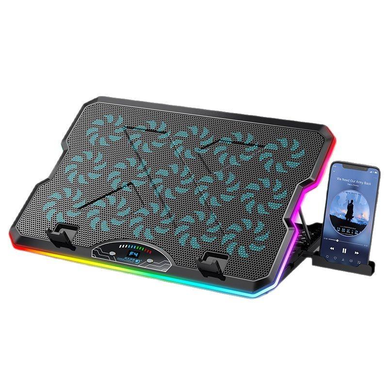 Laptop Cooling Pad 15 Fans RGB Light LCD Display Adjustable Speed Notebook Cooler Stand
