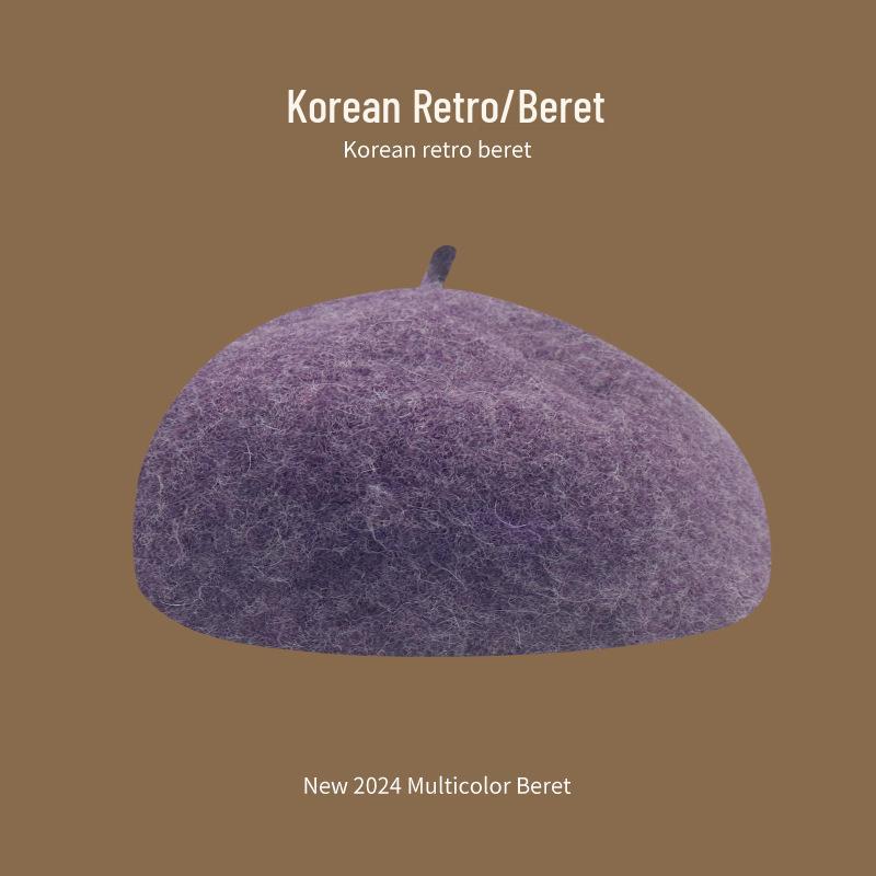 Korean Style Women's Wool Knit Beret – Warm Retro Octagonal Hat