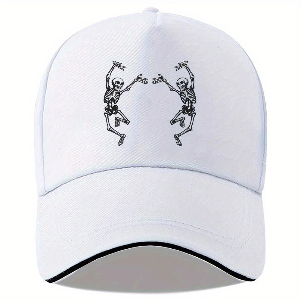 Dancing Skeletons Baseball Cap Adult Unisex Polyester Adjustable Skull Graphic Trucker Hat for Streetwear