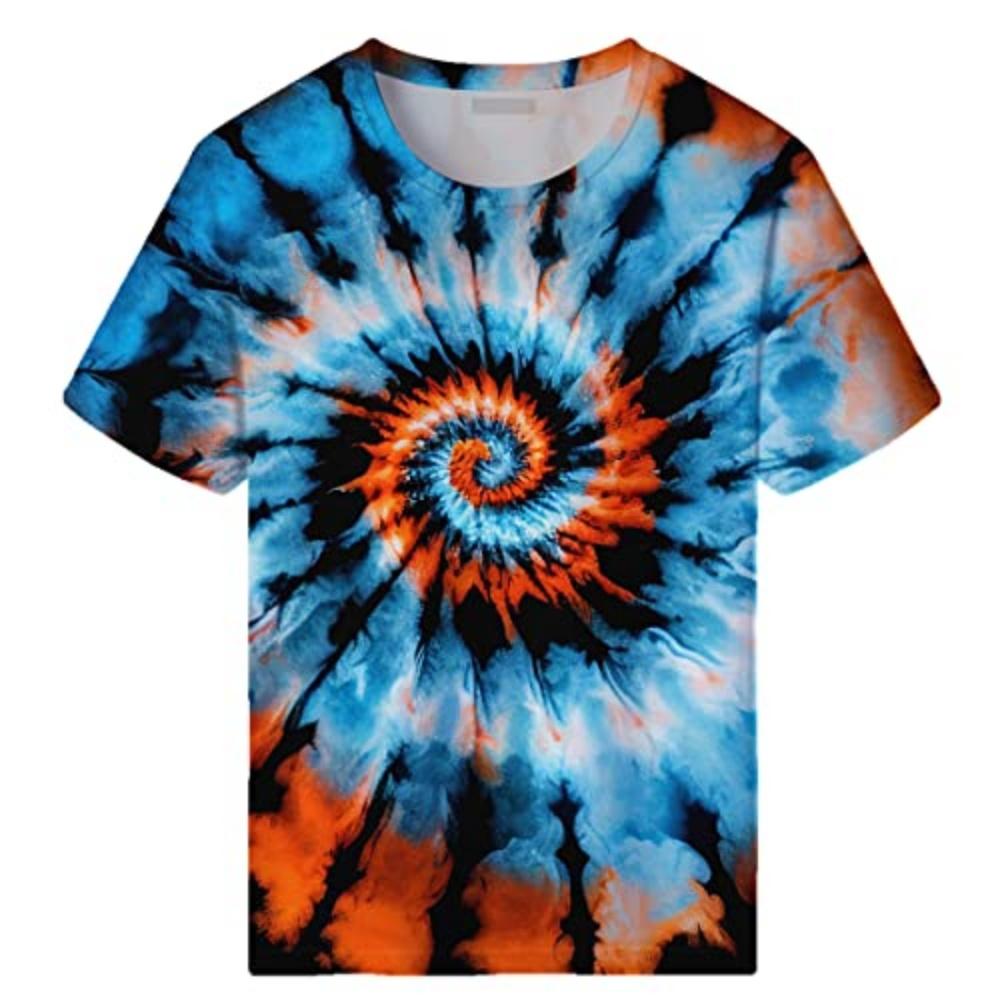 Summer Man T Shirt 3d Printed Tie Dye Style T-Shirts for Men Spiral Streak Print Shirt with Short Sleeves Multiple Options