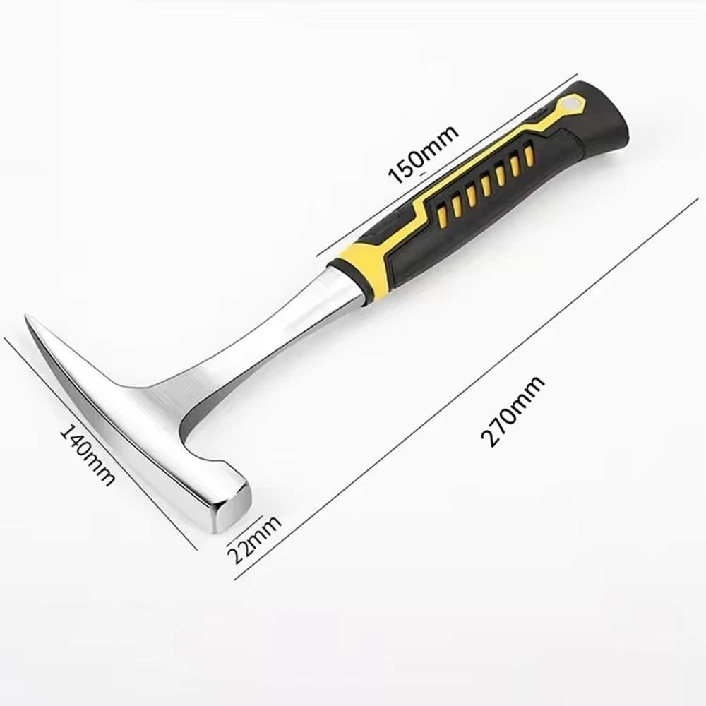 High Carbon Steel Geological Hammer Non-Slip Rubber Handle Outdoor Exploration Rock Pick Hammer Mine Exploration Brushed Finish