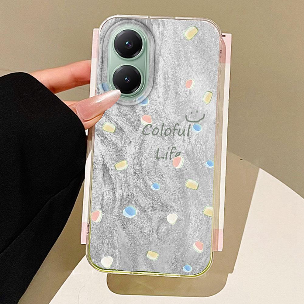 Colorful Circularl Dots Women Girls Feather Texture Phone Case for Xiaomi Poco X5 M6 Pro X6 X3 Pro NFC C75 C71 C65 C61 M5S Cover