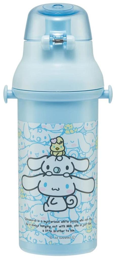 Skater Children's Water Bottle, 480ml, Direct Drinking, Plastic, One-Touch Operation, Dishwasher Safe, Made in Japan, Sanrio Cinnamoroll, Ushirou