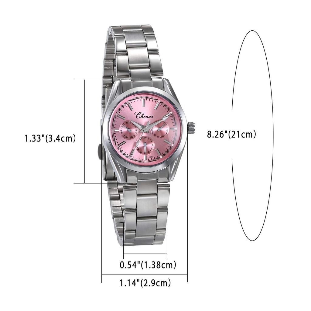 JewelryWe Stylish Waterproof Analog Watch with Stainless Steel Popular Pink Women's Strap, Brand,