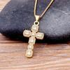 Nidin Top Quality Cubic Zirconia Cross Pendant Choker Chain Necklace Men Women Hip-Hop Jewelry Fashion Party Gift Wholesale