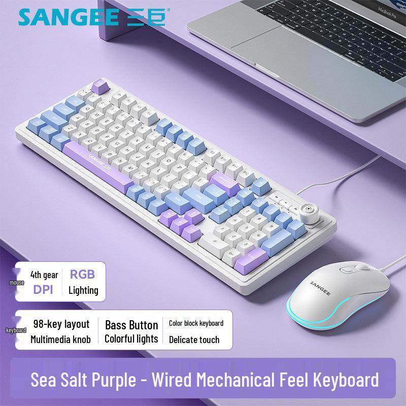 Three Giants Wired Gaming Keyboard & Mouse Set - Mechanical Feel, High Aesthetic Value for Esports, Laptop, & Office Use